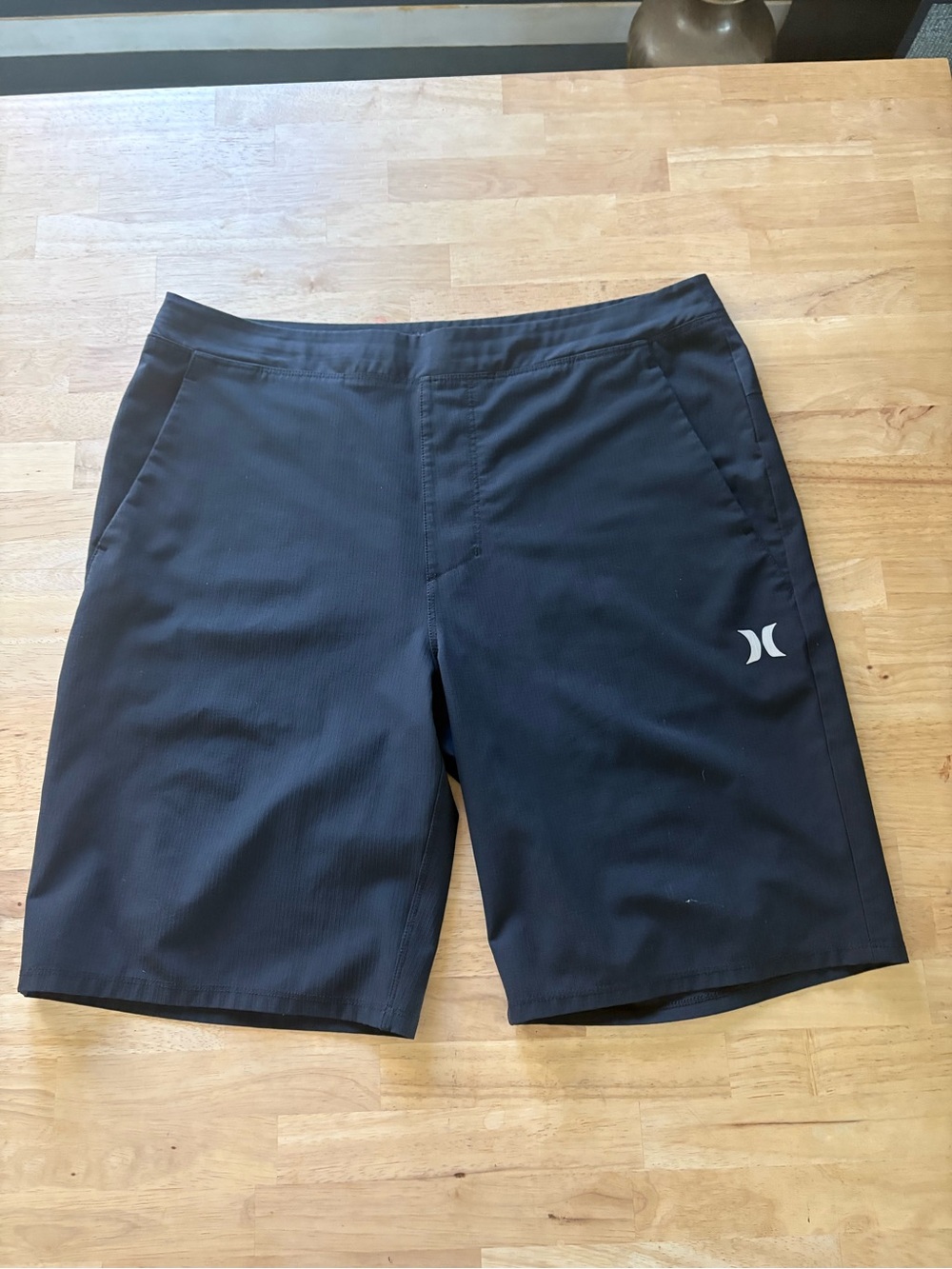 Hurley Black Men's Hybrid Board Shorts with Subtle Logo